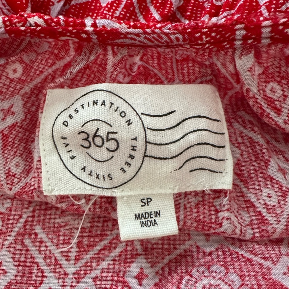 Destination 365 Maxi Dress Red White Print Flutter Sleeve Boho‎ Sz SP - Picture 8 of 10
